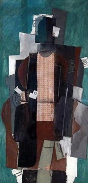 350 人の有名アーティストによるアート作品 Painting - パイプを持つ男 1911年 パブロ・ピカソ